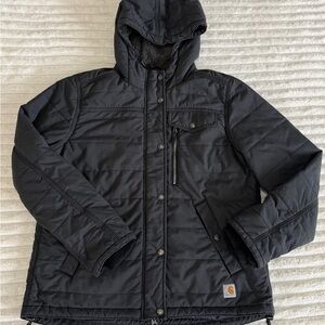 Women's Carhartt Utility Jacket Size Large 12-14 Black Full Zip Fleece
